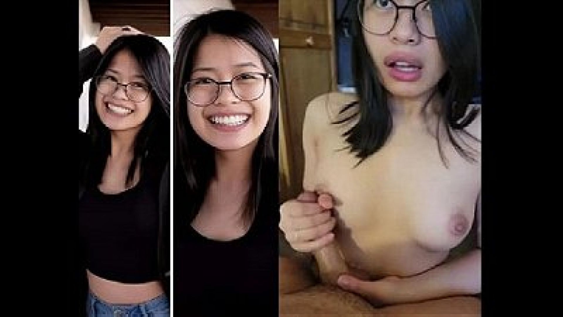 ⁣Extremely Cute Asian Teen Nerd Sucking College Guy